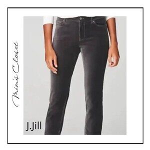 J. JILL Luxe Velveteen-Stretch High-Rise Ankle Jeans Charcoal Gray 14